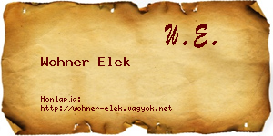 Wohner Elek névjegykártya